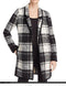 New Calvin Klein Women Black White Plaid Contrast Trim Coat Jacket Size Plus 2X