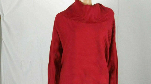 Style&co. Women Long Sleeve Red Cowl Neck Hi-Low Tunic Pullover Sweater Plus 1X