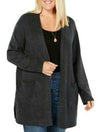 Style & Co. Womens Heather Ribbed Trim Cardigan Sweater Long Sleeve Gray Plus 1X
