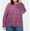 Style&co. Women Bell Sleeve Braided Trim Marled Pullover Sweater Purple Plus 3X