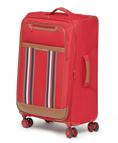 New Tommy Hilfiger Hartford 25" Check-In Luggage Suitcase Red Spinner