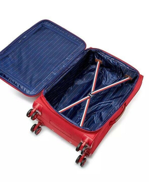 New Tommy Hilfiger Hartford 25" Check-In Luggage Suitcase Red Spinner