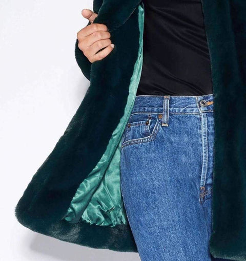 $245 NEW Apparis Eloise Faux-Fur Coat Emaral Green Winter Jacket Size L