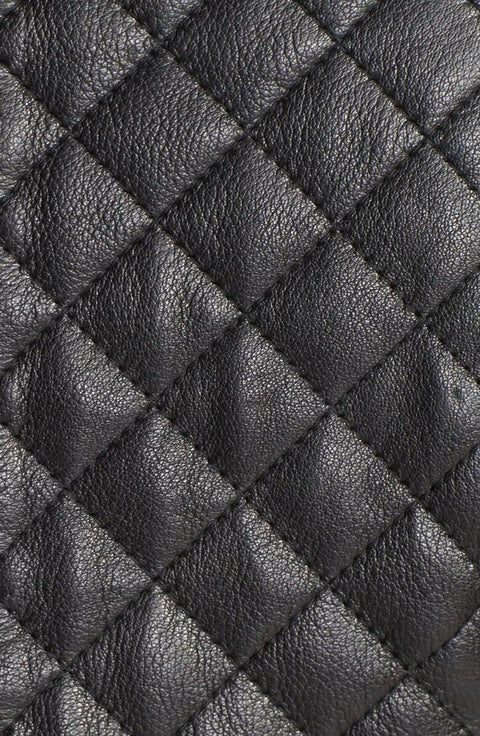 $420 New COLE HAAN Women Genuine Leather Collarless Quilted Jacket Black Size S