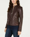 $360 MARC NEW YORK Women Genuine Leather Collarless Moto Jacket Brown Size 2XL