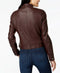 NEW JOUJOU Women Faux-Fur Brown Lined Winter Moto Jacket Zip Pockets Size M