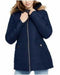 New Celebrity PINK Women Blue Puffer Jacket Coat Zipperd Up Pocketed Faux Fur XL