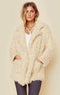 New SAGE THE LABEL Women BOHO Luxe Beige Jacket Coat Faux Fur Size  L