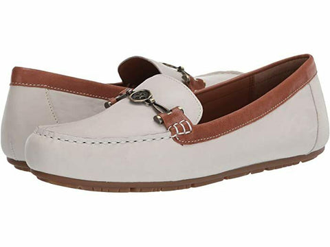 New Patricia Nash Women Tan Ivory Trevi Leather Slip On Loafer Shoe 9.5 M US