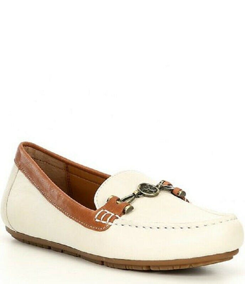 New Patricia Nash Women Tan Ivory Trevi Leather Slip On Loafer Shoe 9.5 M US