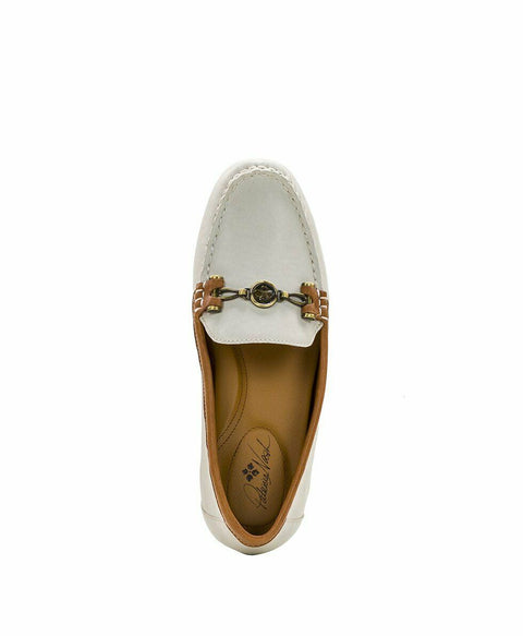 New Patricia Nash Women Tan Ivory Trevi Leather Slip On Loafer Shoe 9.5 M US