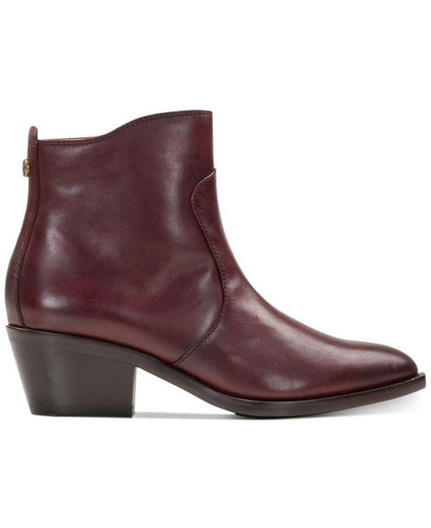 $239 New Patricia Nash Women Suzanna Leather Merlot Purple Ankle Boots Size 7 US