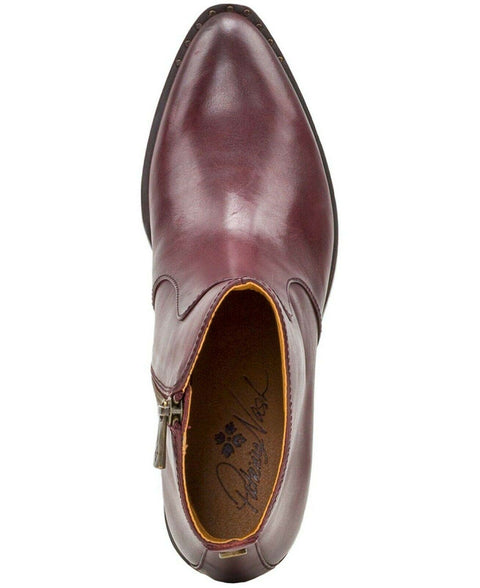 $239 New Patricia Nash Women Suzanna Leather Merlot Purple Ankle Boots Size 7 US