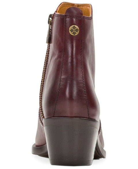 $239 New Patricia Nash Women Suzanna Leather Merlot Purple Ankle Boots Size 7 US