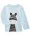 First Impression Toddler Boys Blue Aqua Zebra Face Long Sleeve T Shirt Size 3T - evorr.com