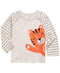 First Impression Boys Ivory Long Sleeve Graphic T Shirt Tiger Striped 3-6 Months - evorr.com