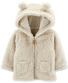 Carters Baby Boys Sherpa Hooded Cardigan Zip Up Jacket Soft Ivory NB New Born