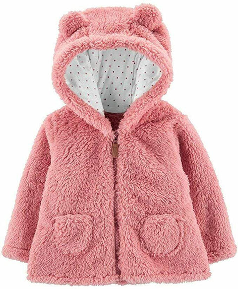 New Carters Baby Girls Sherpa Hooded Cardigan Zip Up Jacket Soft SIZE NewBorn NB