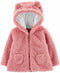 New Carters Baby Girls Sherpa Hooded Cardigan Zip Up Jacket Soft SIZE NewBorn NB