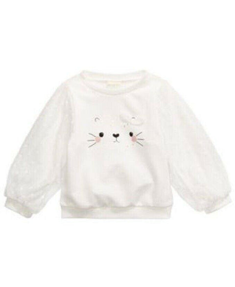 New First Impressions Baby Girls White Sweatshirt Net Long Sleeve Top 6-9 Months - evorr.com