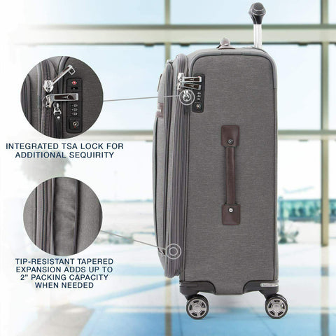 $740 New Travelpro Platinum Elite 25" Expandable Spinner Suitcase Luggage Gray - evorr.com