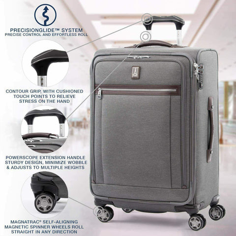 $740 New Travelpro Platinum Elite 25" Expandable Spinner Suitcase Luggage Gray - evorr.com