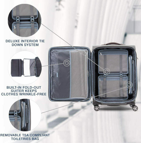 $740 New Travelpro Platinum Elite 25" Expandable Spinner Suitcase Luggage Gray - evorr.com