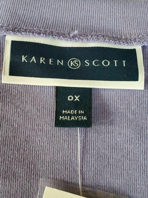 Karen Scott Womens Elbow Sleeve V-Neck Button Purple Liliac Blouse Top Plus 0X - evorr.com