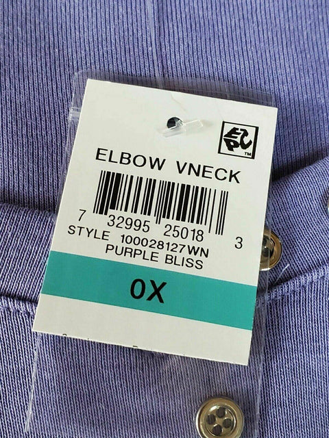 Karen Scott Womens Elbow Sleeve V-Neck Button Purple Liliac Blouse Top Plus 0X - evorr.com