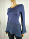 New Bar III Women's Bell  Sleeve Blue Chiffon hem Tie Closure Side Blouse Top S - evorr.com