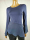 New Bar III Women's Bell  Sleeve Blue Chiffon hem Tie Closure Side Blouse Top S - evorr.com