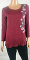 NY Collection Women's Scoop-Neck Floral Embroidered 3/4 Sleeves Red Blouse Top S