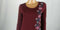 NY Collection Women's Scoop-Neck Floral Embroidered 3/4 Sleeves Red Blouse Top S