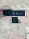 Karen Scott Womens Long Sleeves Button Front White Multi Floral Cardigan Plus 1X - evorr.com