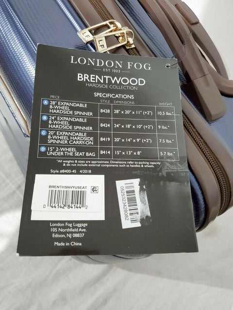 London Fog Brentwood 15" Under seat Luggage Carry On Suitcase Blue Hardcase
