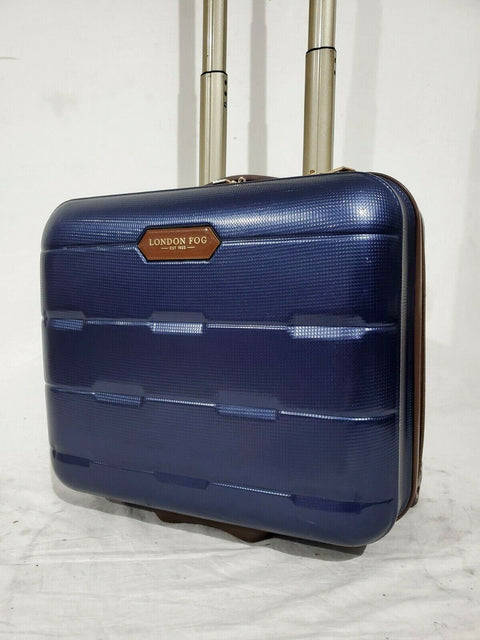 London Fog Brentwood 15" Under seat Luggage Carry On Suitcase Blue Hardcase