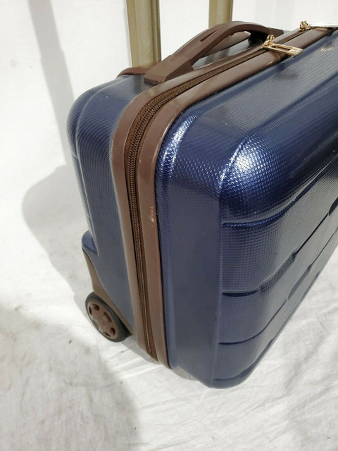 London Fog Brentwood 15" Under seat Luggage Carry On Suitcase Blue Hardcase