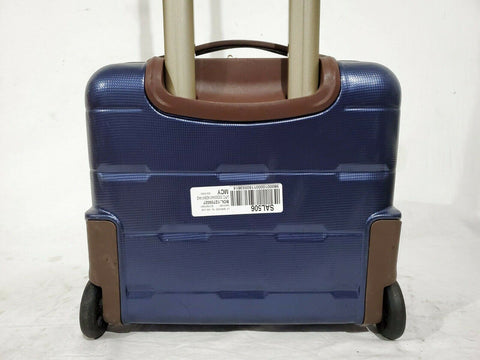 London Fog Brentwood 15" Under seat Luggage Carry On Suitcase Blue Hardcase
