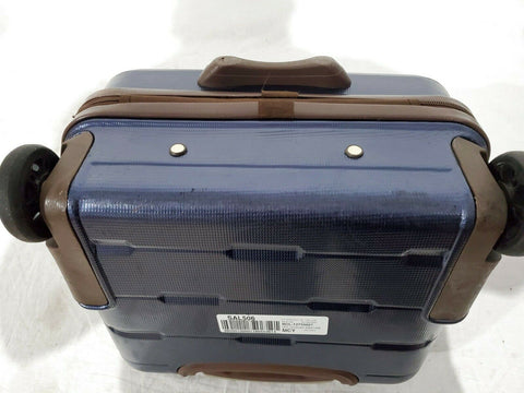 London Fog Brentwood 15" Under seat Luggage Carry On Suitcase Blue Hardcase