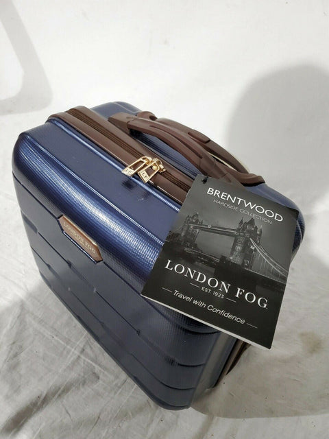 London Fog Brentwood 15" Under seat Luggage Carry On Suitcase Blue Hardcase