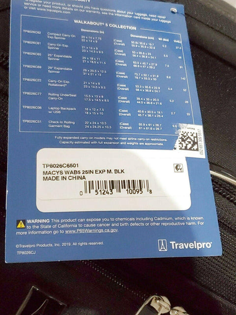 NEW TRAVELPRO WALKABOUT 5 25" SPINNER SUITCASE BLACK LUGGAGE - evorr.com