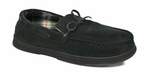 Gold Toe Men Fleece Shearling Lined Slip-On Moccasin Slippers Loafer Black S 7-8