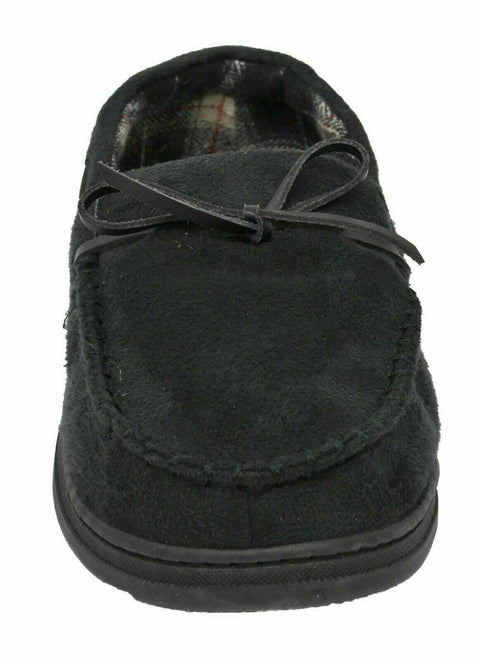 Gold Toe Men Fleece Shearling Lined Slip-On Moccasin Slippers Loafer Black S 7-8