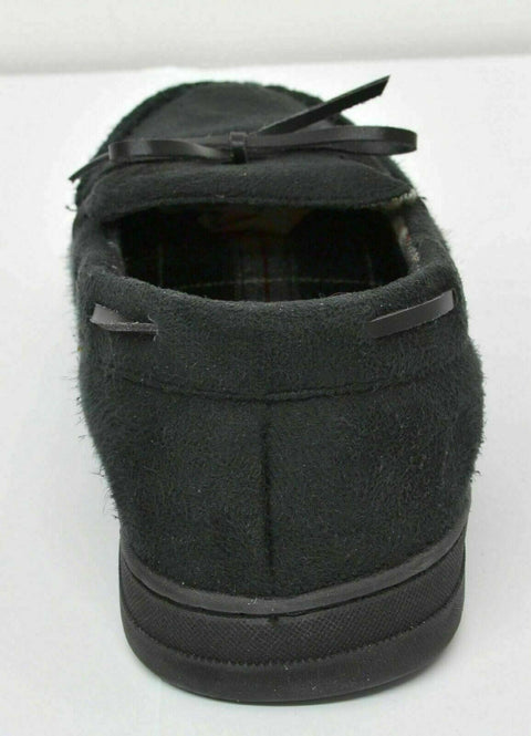 Gold Toe Men Fleece Shearling Lined Slip-On Moccasin Slippers Loafer Black S 7-8