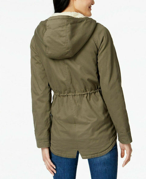 NEW Collection-B Women's Faux-Fur Lined Hooded Parka Jacket Coat Green SIZE S