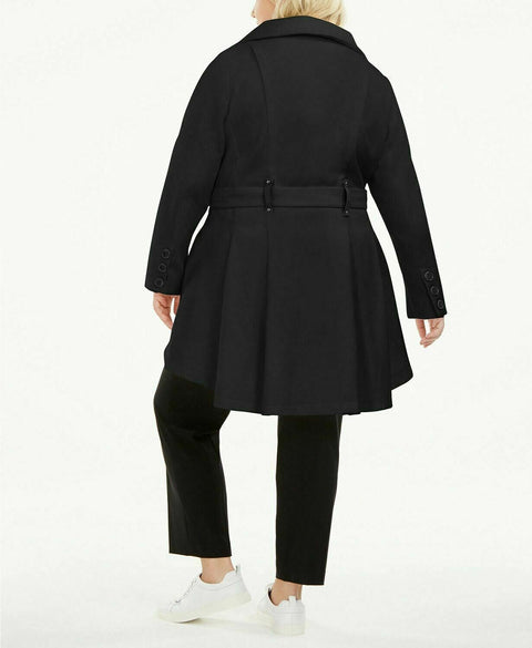 $159 NEW Madden Girl Women Belted Drama Skirted Coat Jacket Black Size XL