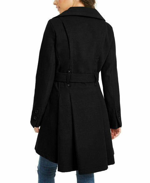 $159 NEW Madden Girl Women Belted Drama Skirted Coat Jacket Black Size XL