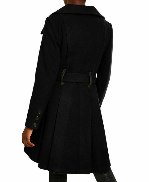 $159 NEW Madden Girl Women Belted Drama Skirted Coat Jacket Black Size XL