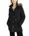 New Celebrity PINK Women's Faux-Fur Trim Hooded Parka Coat Jacket Black Size M