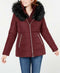 Maralyn & Me Women's Faux-Fur Trim Hooded Puffer Jacket Red Burgundy Size XL